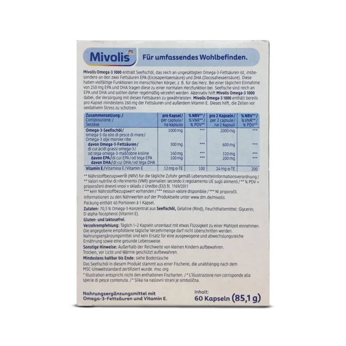 Mivolis Omega 3 Fish Oil 1000 mg ~60 Capsules