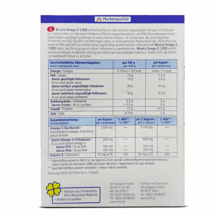 Mivolis Omega 3 Fish Oil 1000 mg ~60 Capsules - Image 6
