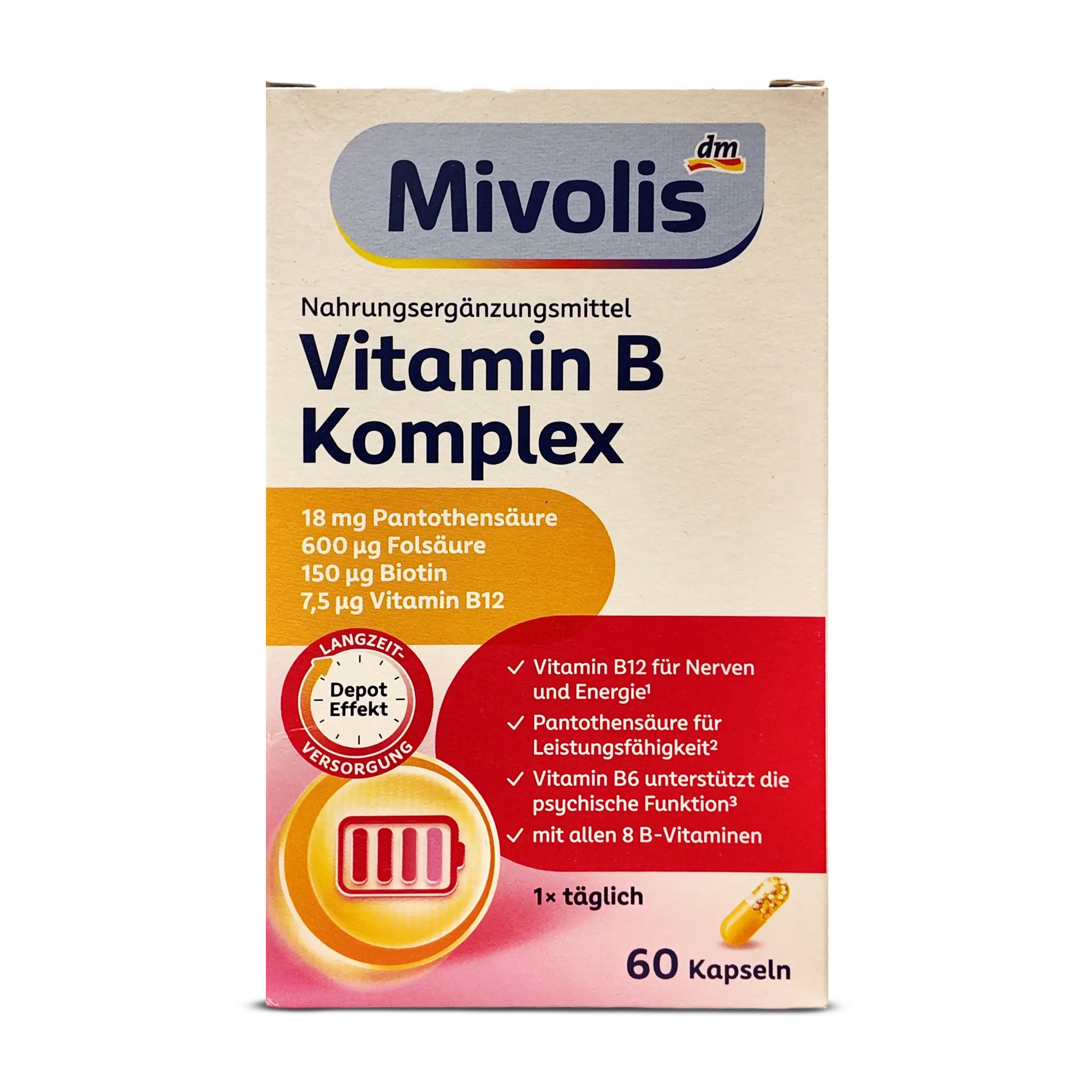 Mivolis Vitamin B Complex Depot Capsules ~60 tabs. Mivolis Vitamin B Complex Depot Capsules ~60 tabs.