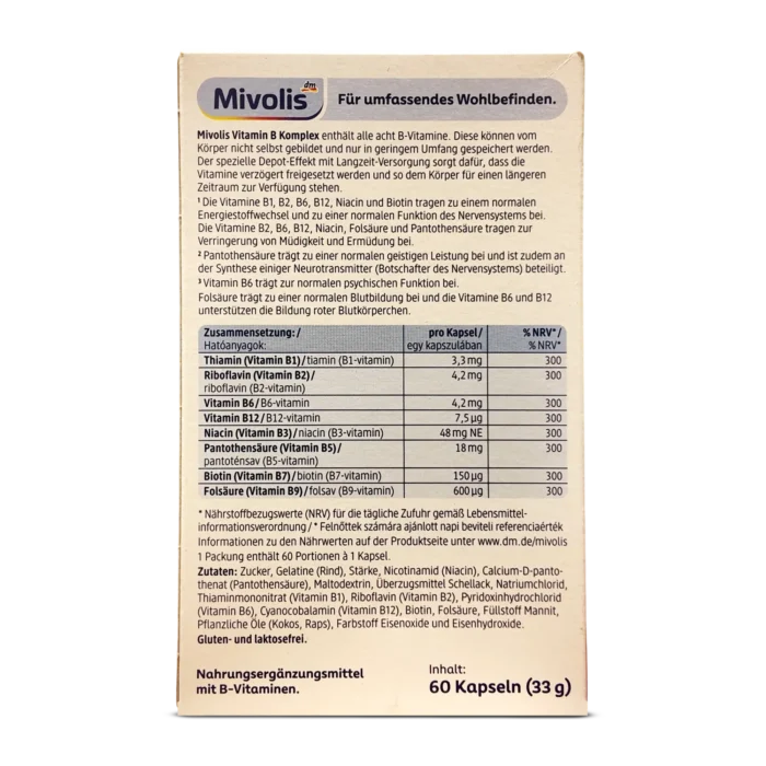 Mivolis Vitamin B Complex Depot Capsules ~60 tabs.