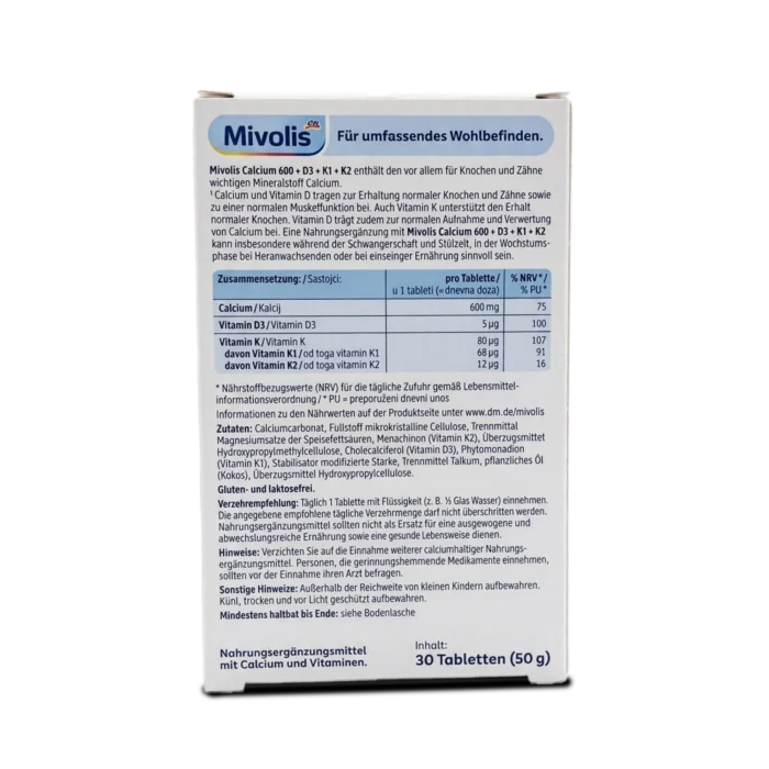 Mivolis Calcium 600 + D3 + K1+ K2 ~30 pcs