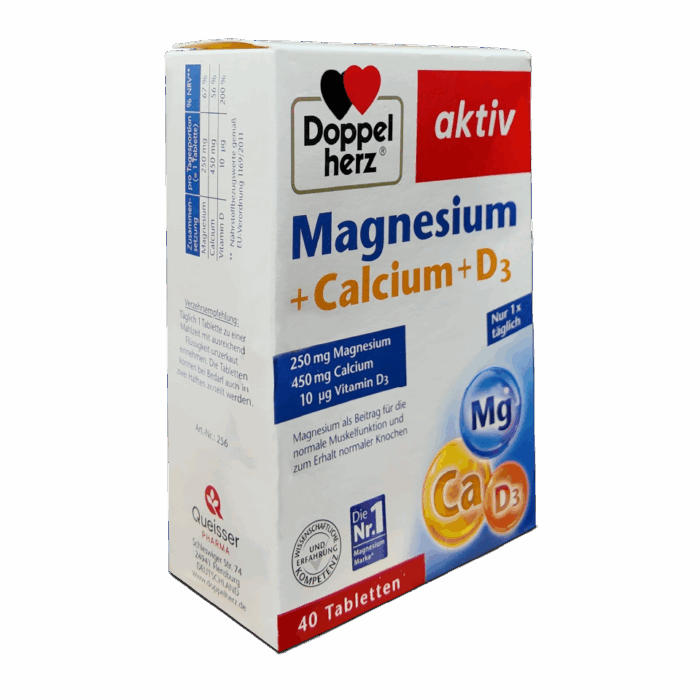 Doppel herz Magnesium + Calcium + Vitamin D3 tablets ~40 tabs. - Image 2