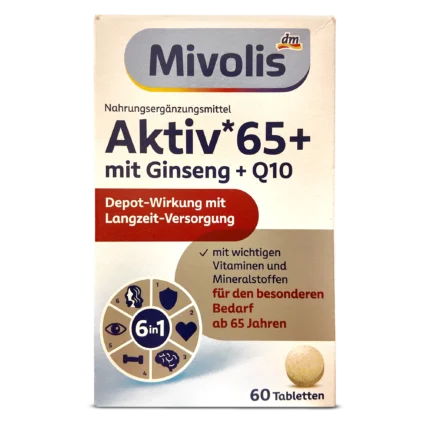 Mivolis Active 65+ With Ginseng & Q10 - 60 tablets - Made in England