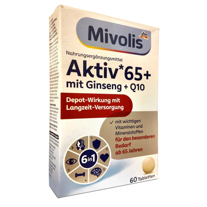 Mivolis Active 65+ With Ginseng & Q10 - 60 tablets - Made in England