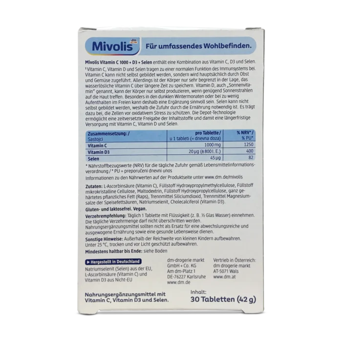 Mivolis Vitamin C 1000 + D3 + Selenium Depot ~30pcs