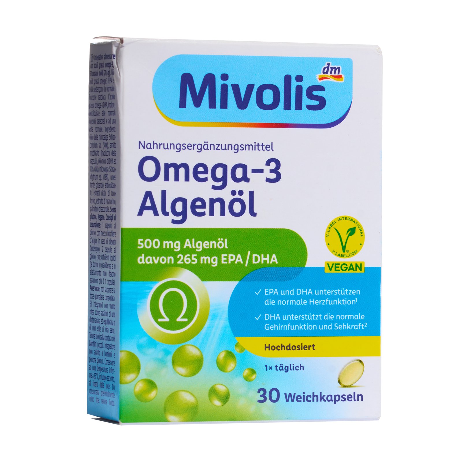 Mivolis Omega-3 Algae Oil Capsules ~30 caps - MOAS7001 Mivolis Omega-3 Algae Oil Capsules ~30 caps