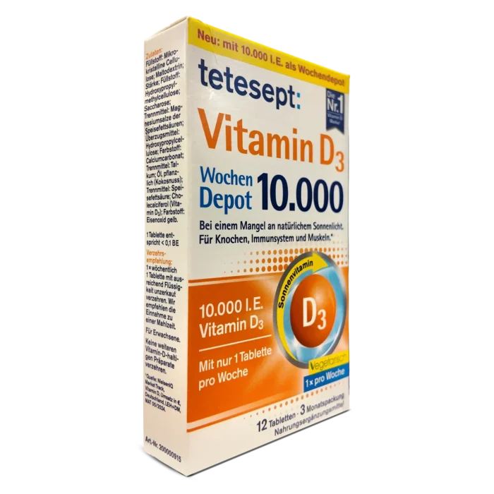 Tetespt Vitamin D3 10,000 IU weekly depot tablets 12 tablets / 3 months supply