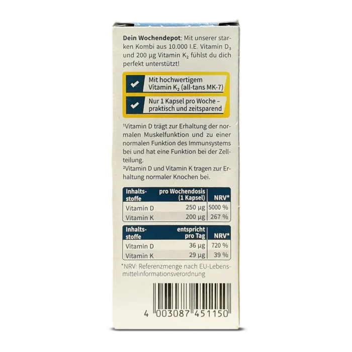 Sanotact Vitamin D3 + K2 Weekly Depot Capsules ~10 pcs - Image 5