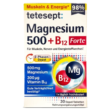 Tetesept Magnesium 500 + B12 Forte - 30 Tablets