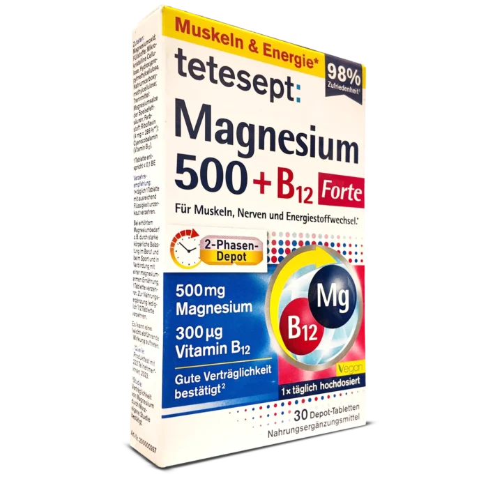 Tetesept Magnesium 500 + B12 Forte - 30 Tablets