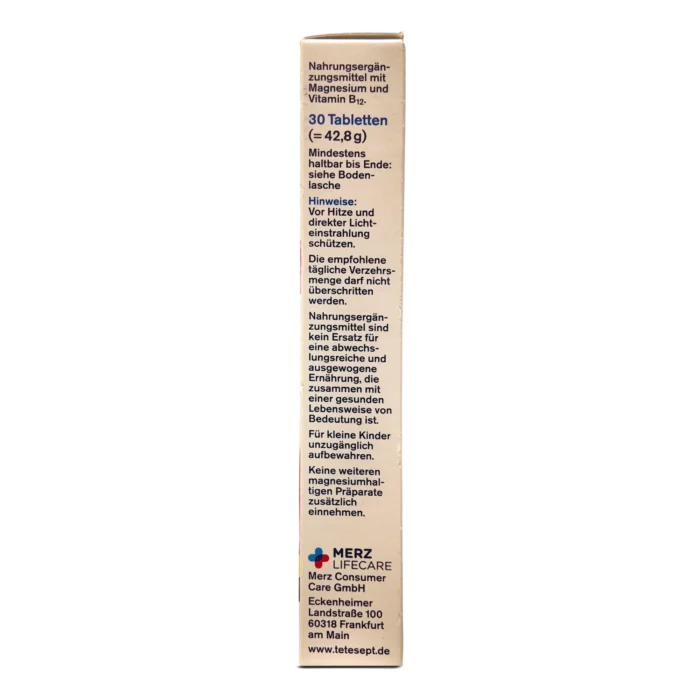 Tetesept Magnesium 500 + B12 Forte - 30 Tablets