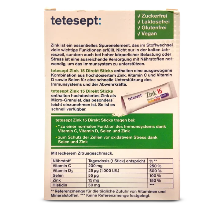 Tetesept Zinc 15mg Sticks Granules ~20 pcs