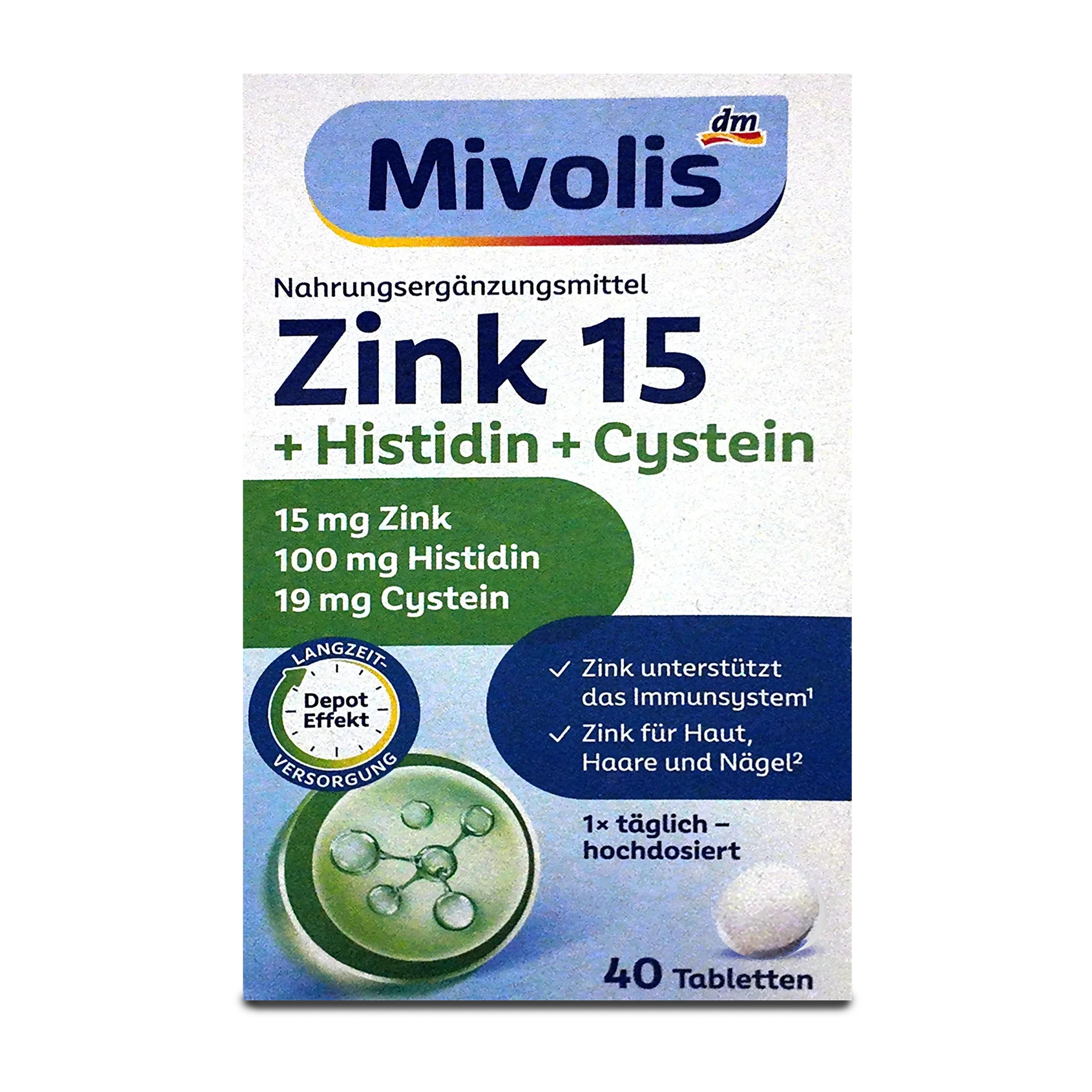 Mivolis Zinc 15 + Histidine + Cysteine ~40 tabs Mivolis Zinc 15 + Histidine + Cysteine ~40 tabs