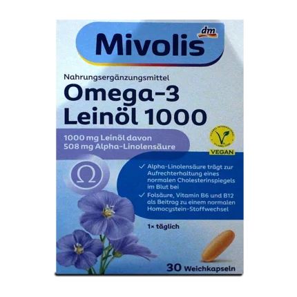 Mivolis Omega-3 Flaxseed Oil 1000 Capsules ~30 Caps