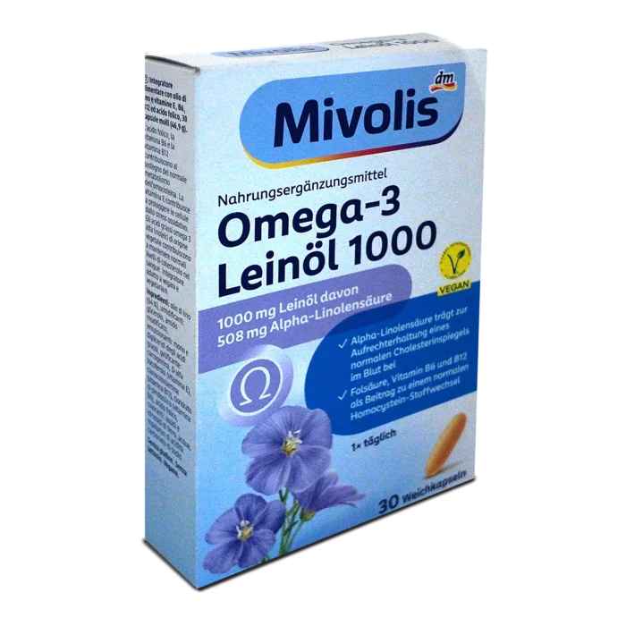Mivolis Omega-3 Flaxseed Oil 1000 Capsules ~30 Caps