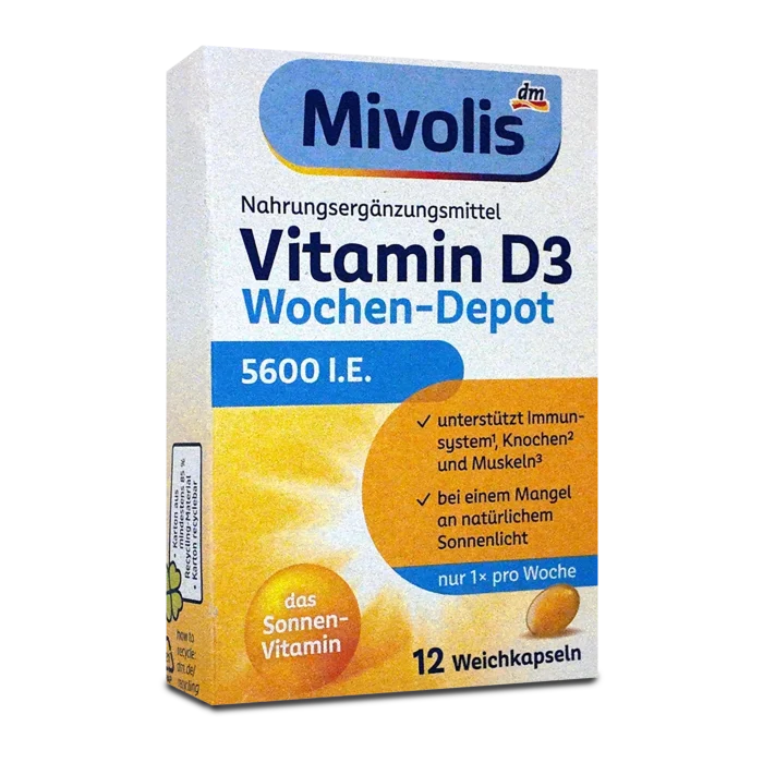 Mivolis Vitamin D3 5600 IU Weekly Depot ~12 Capsules