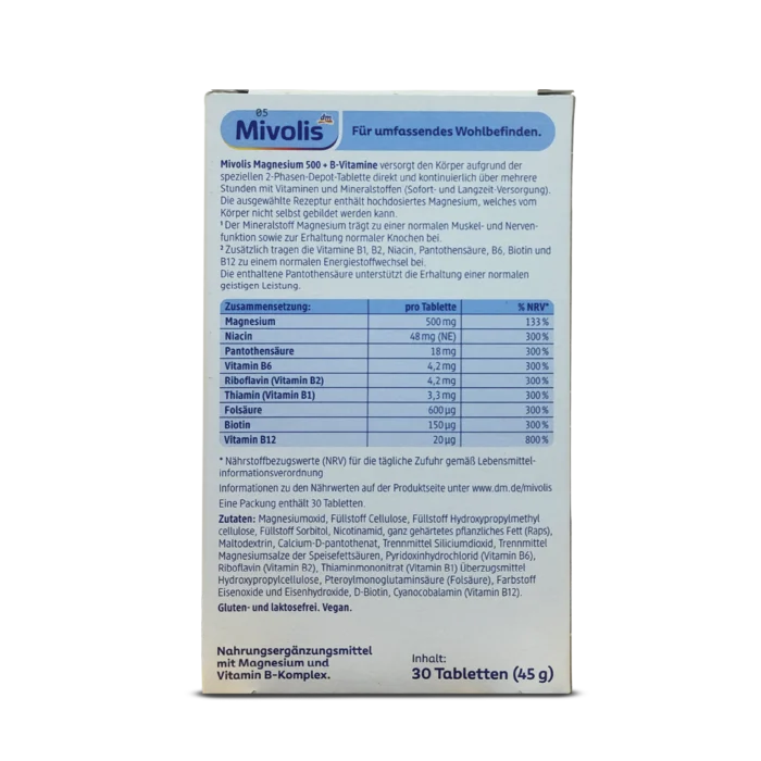 Mivolis Magnesium 500 + B vitamins Depot 2-phase Tablets ~30 tablets